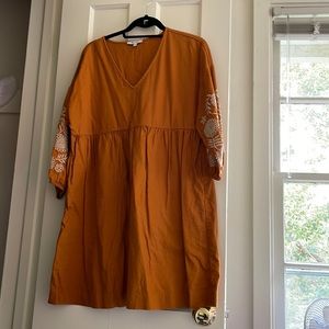 Orange linen Madewell tunic dress